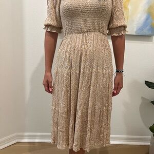 Chic Tan Midi Dress